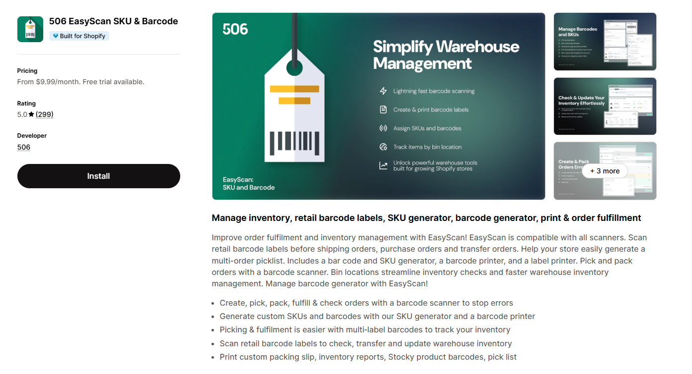 506 EasyScan SKU & Barcode