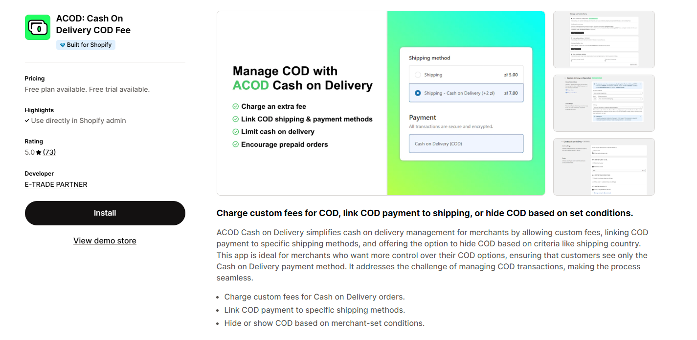 ACOD: Cash On Delivery COD Fee