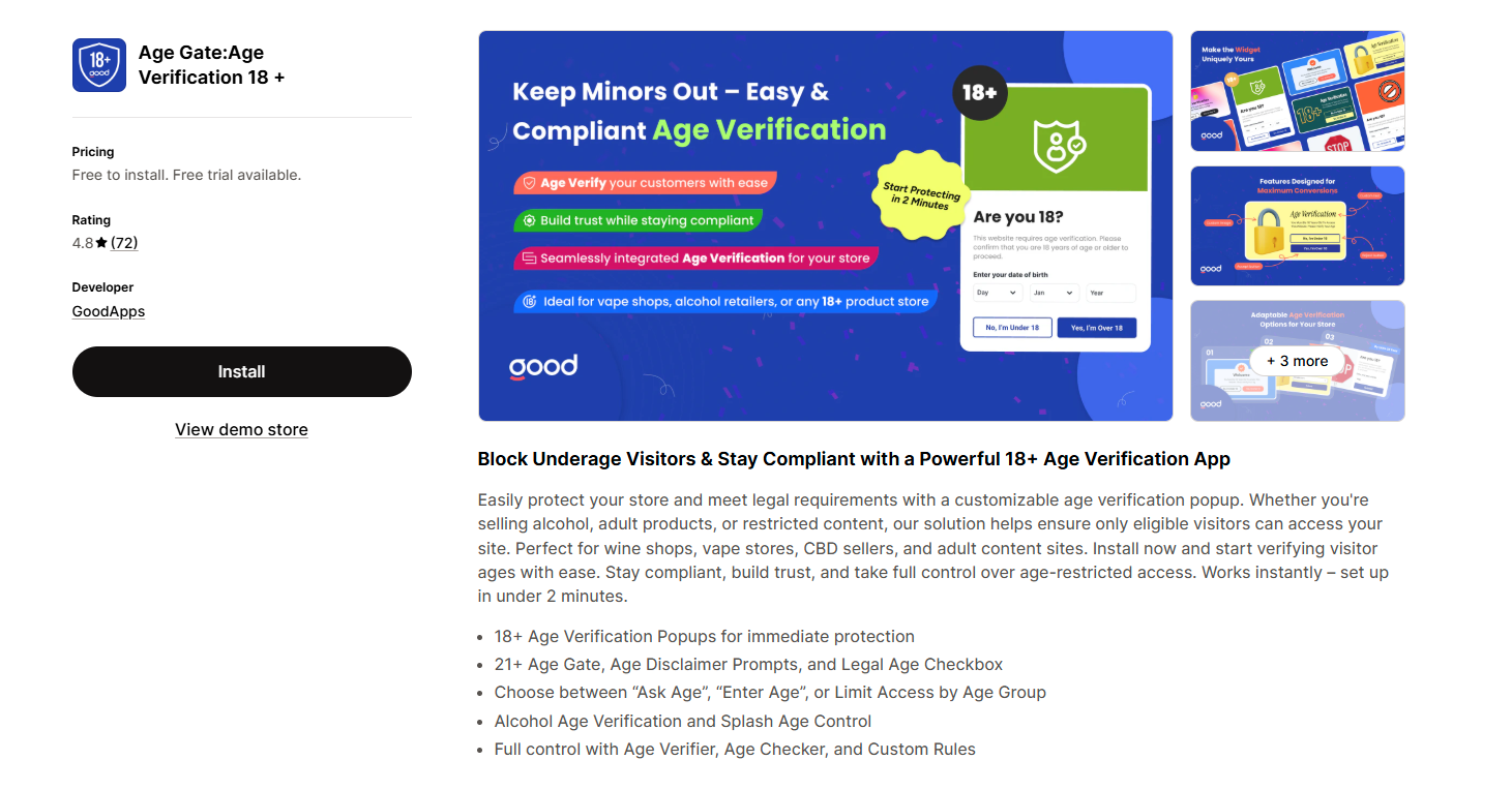 Age Gate:Age Verification 18 +