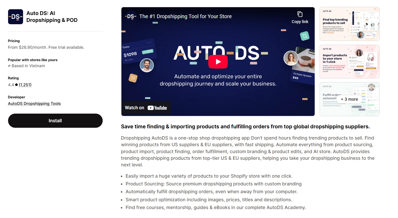 Auto DS: AI Dropshipping & POD