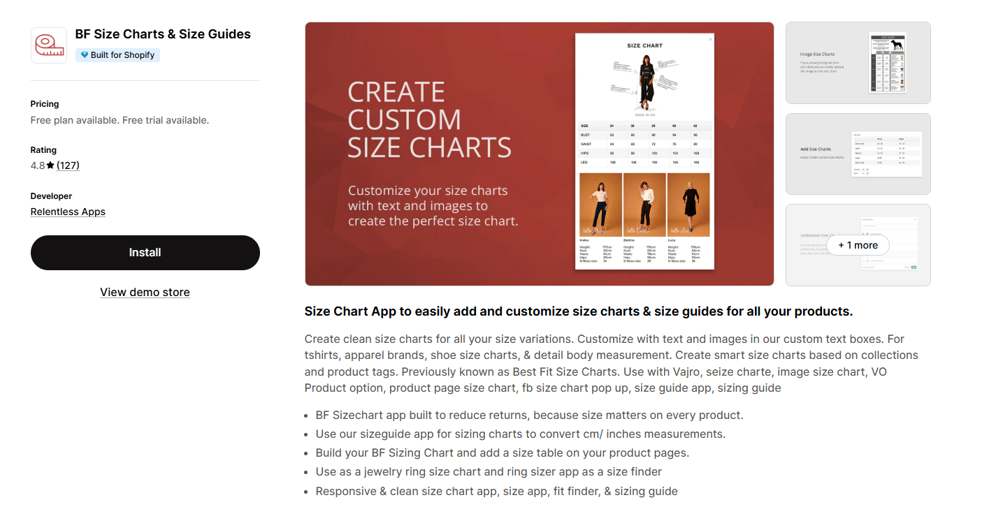BF Size Charts & Size Guides