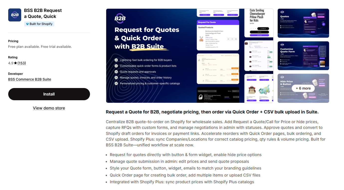 BSS B2B Request a Quote, Quick