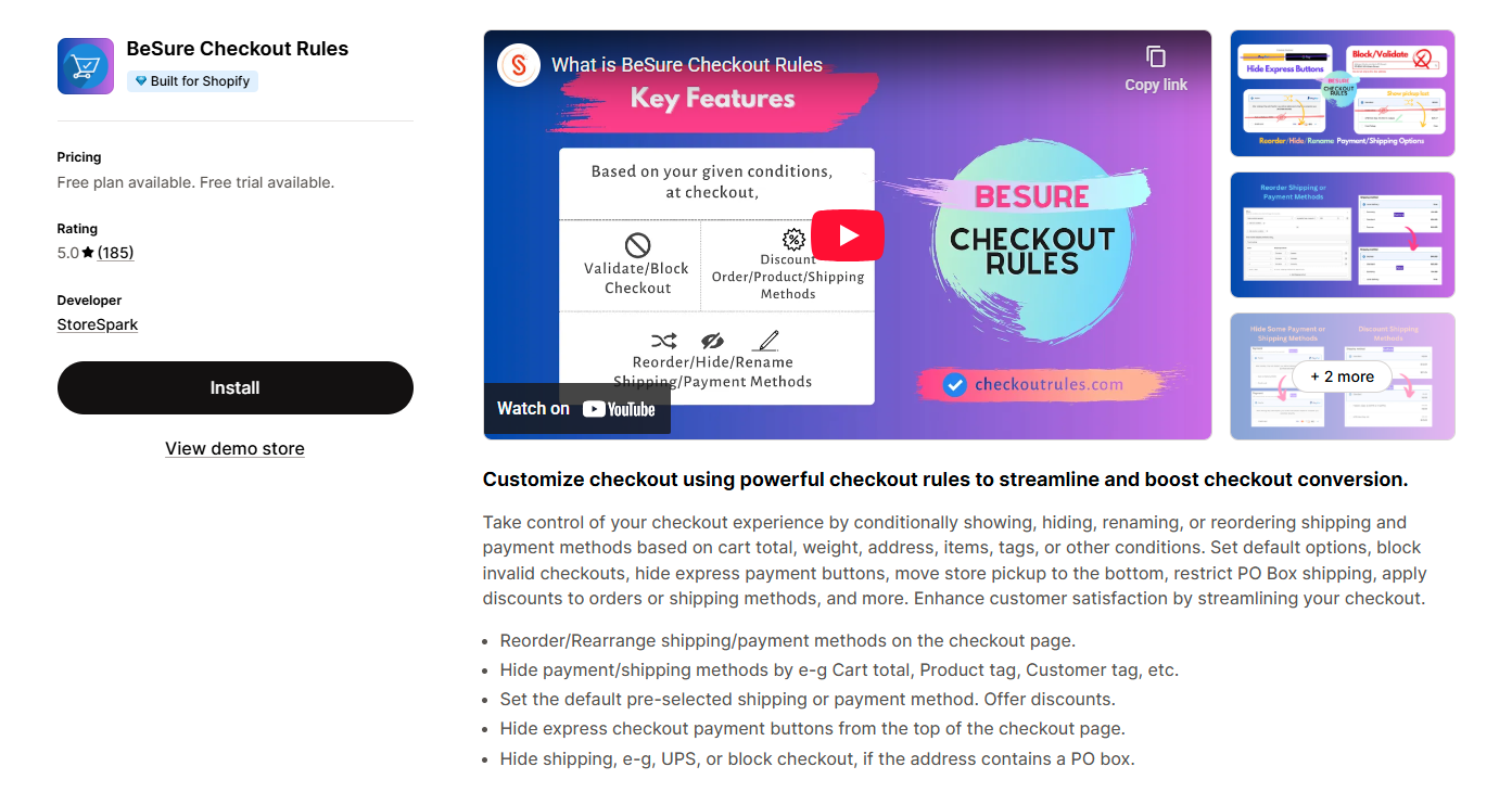 BeSure Checkout Rules