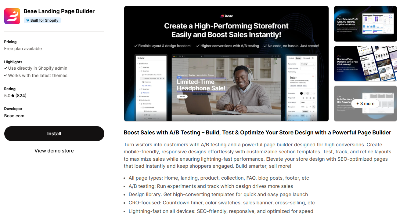Beae Landing Page Builder