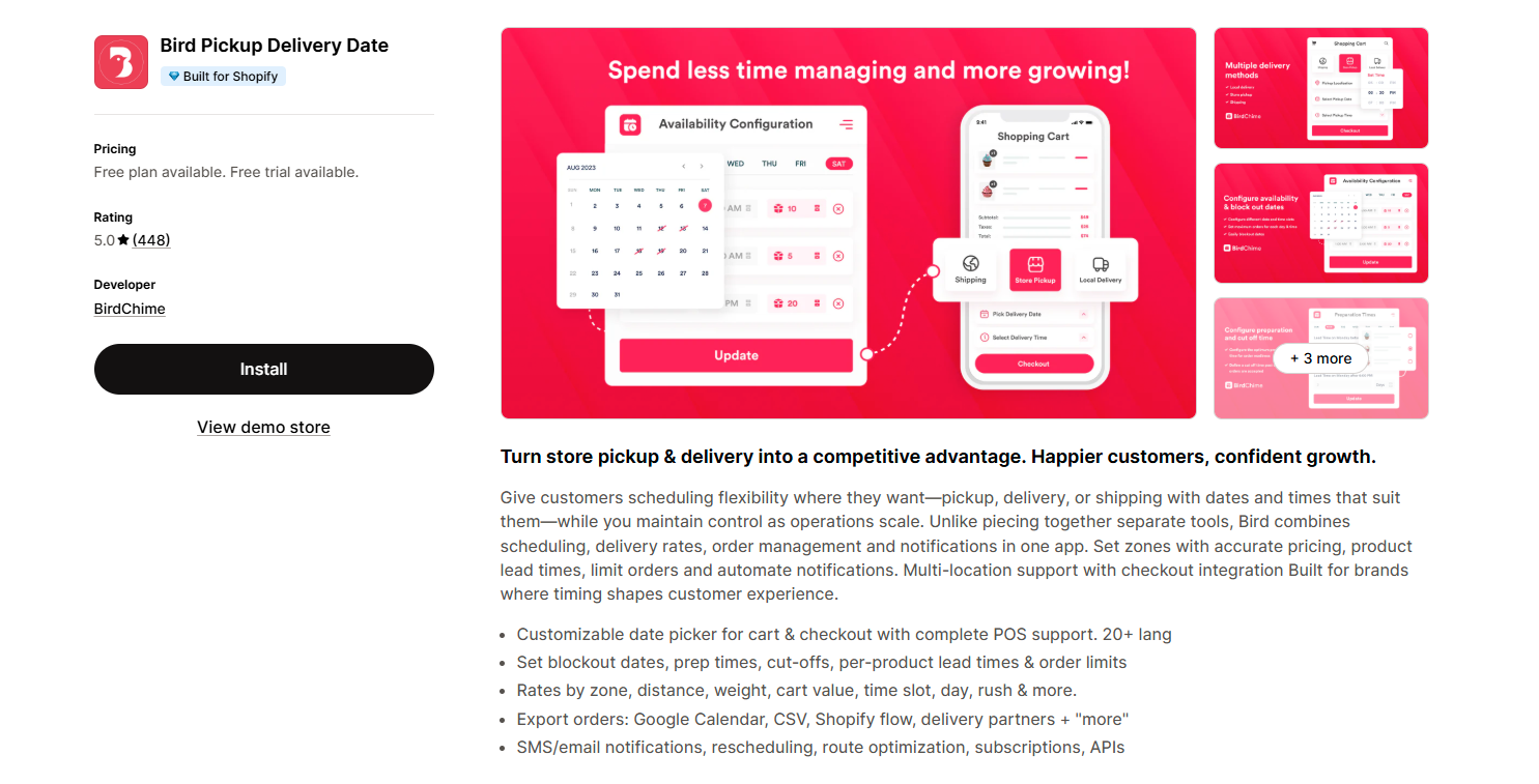 Bird Pickup Delivery Date