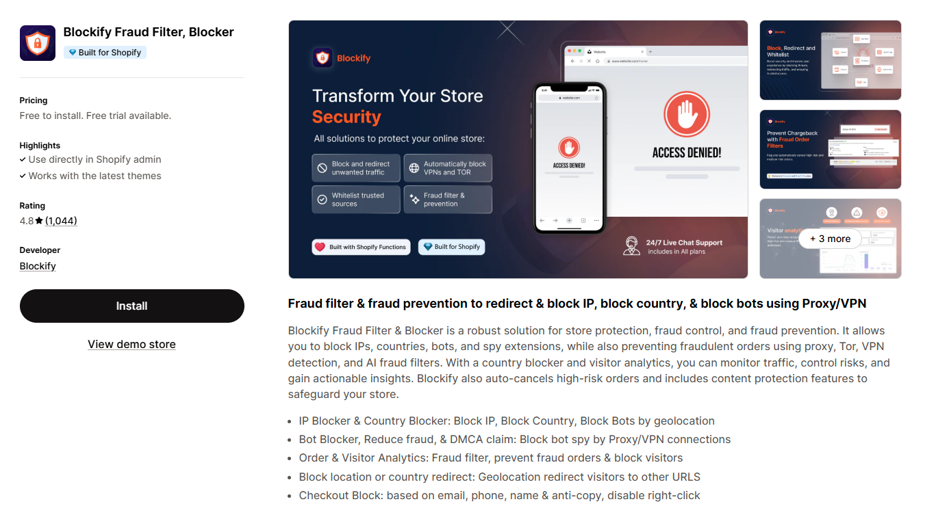 Blockify Fraud Filter