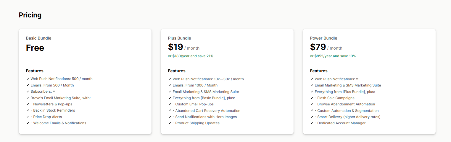 Brevo PushOwl Pricing
