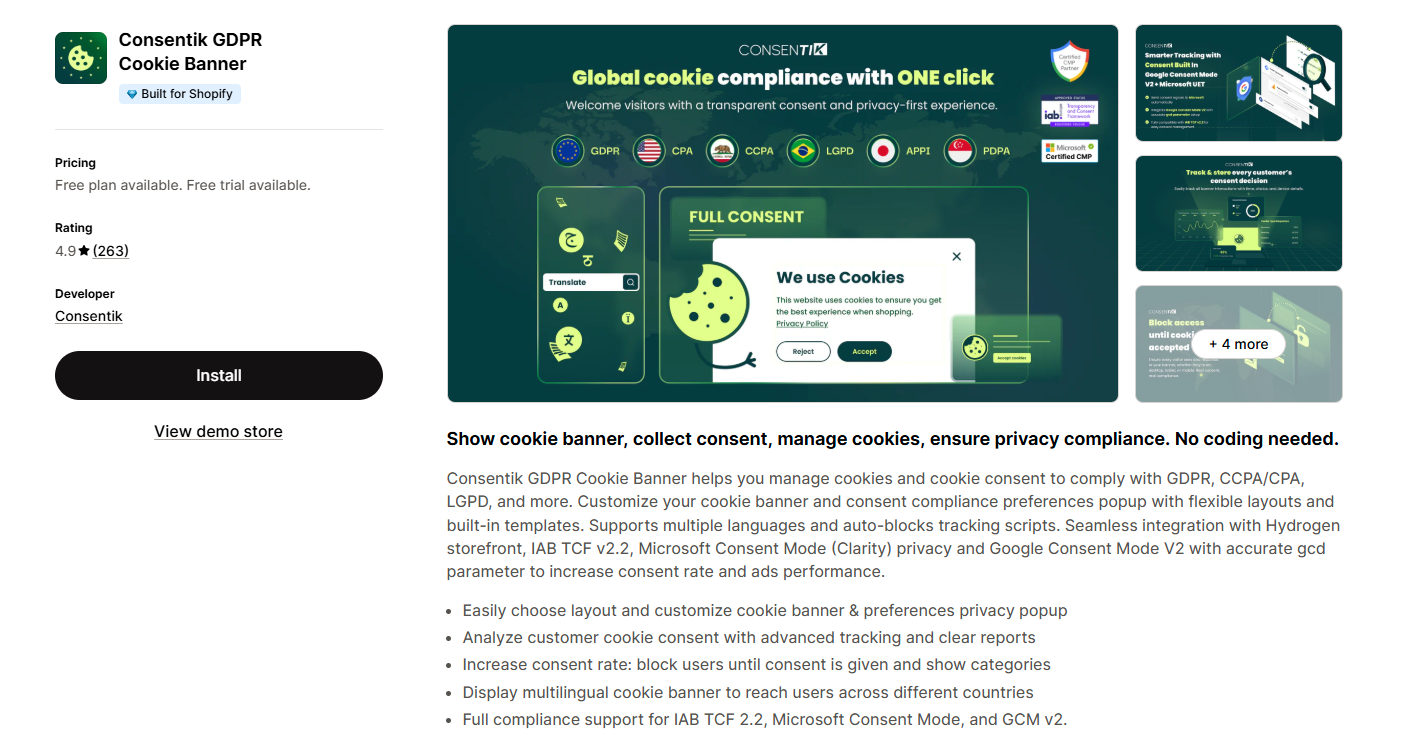 Consentik GDPR Cookie Banner