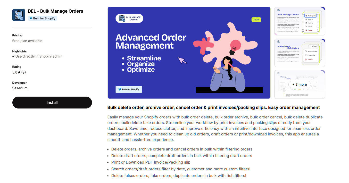 DEL ‑ Bulk Manage Orders