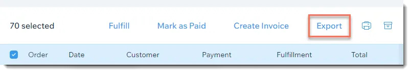 Export Orders On Wix