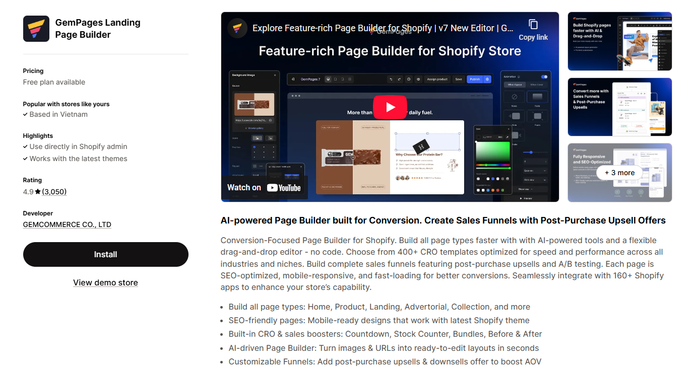 GemPages Landing Page Builder