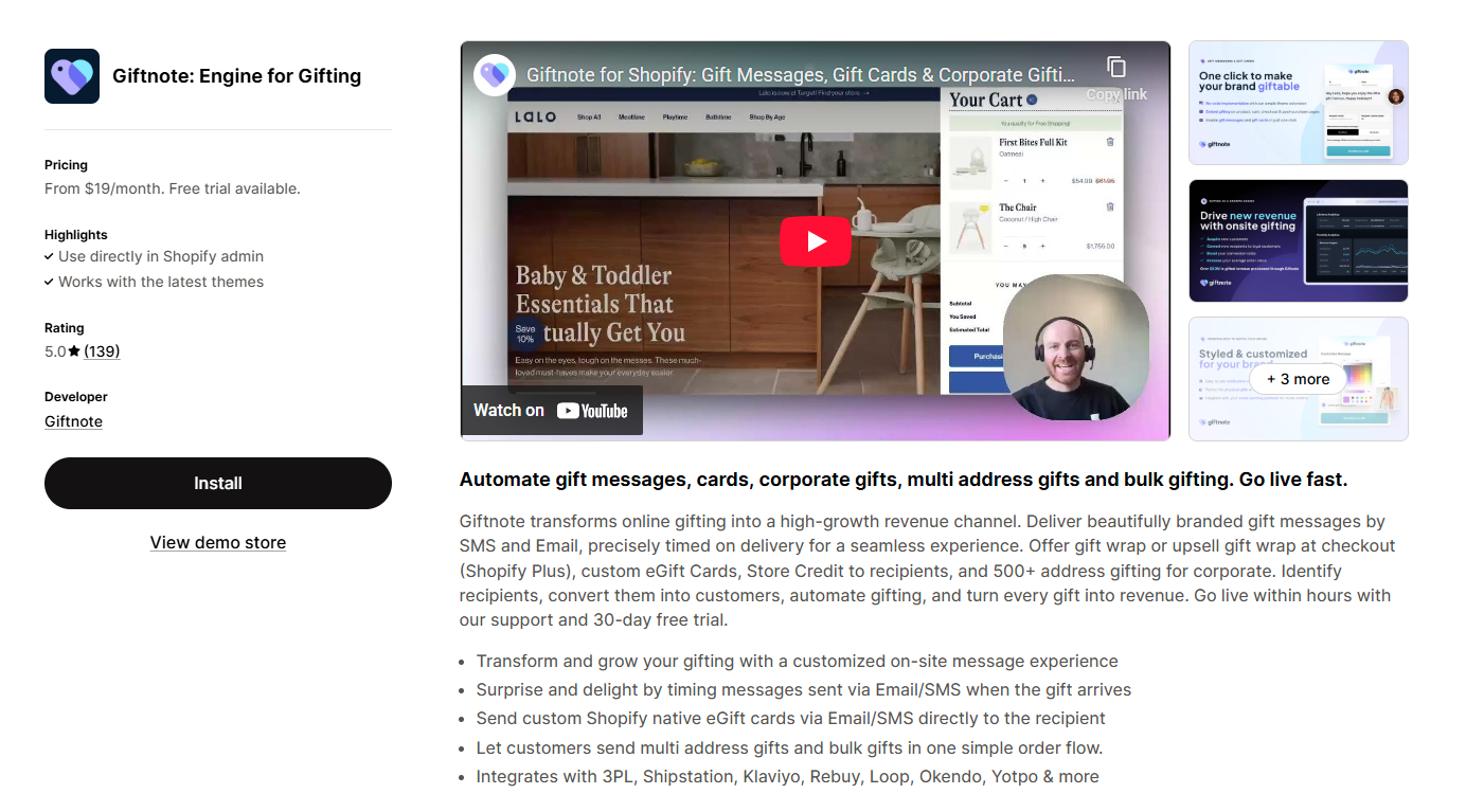 Giftnote: Engine for Gifting