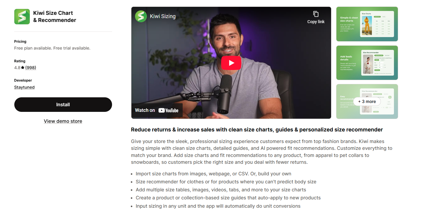 Kiwi Size Chart & Recommender