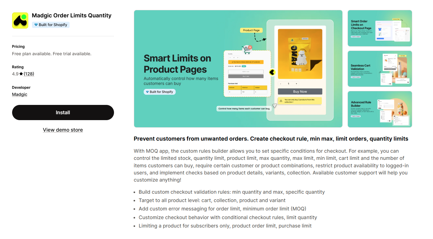 Madgic Order Limits Quantity