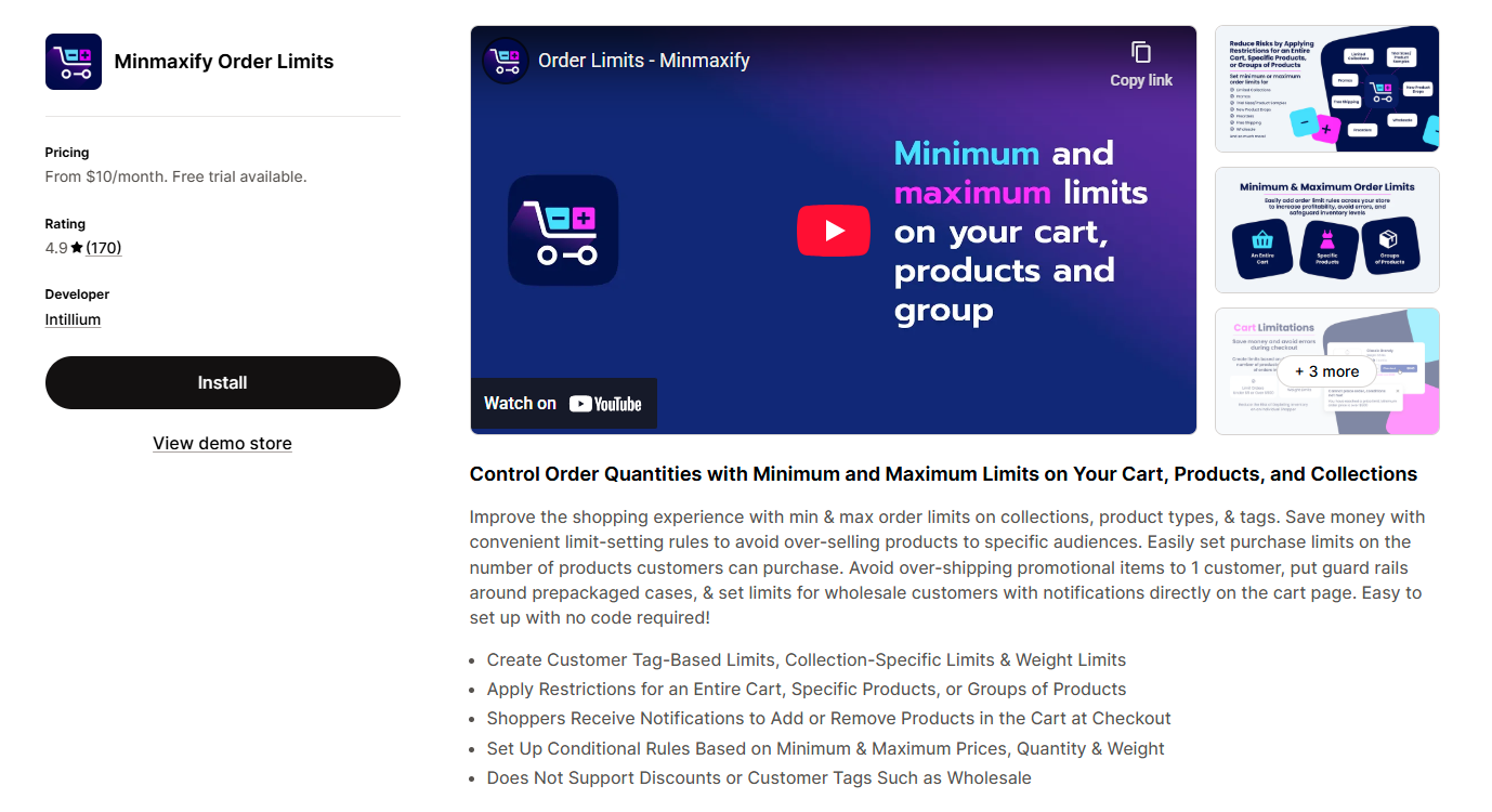 Minmaxify Order Limits