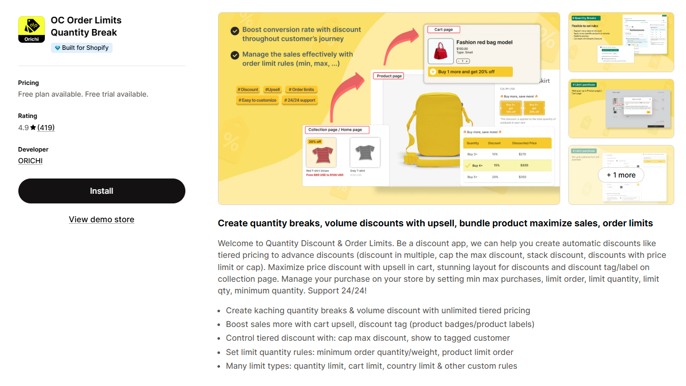 OC Order Limits Quantity Break