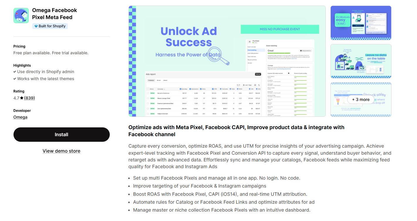 Omega Facebook Pixel Meta Feed