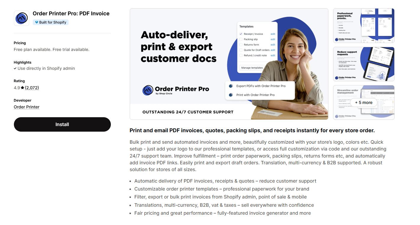 Order Printer Pro: PDF Invoice
