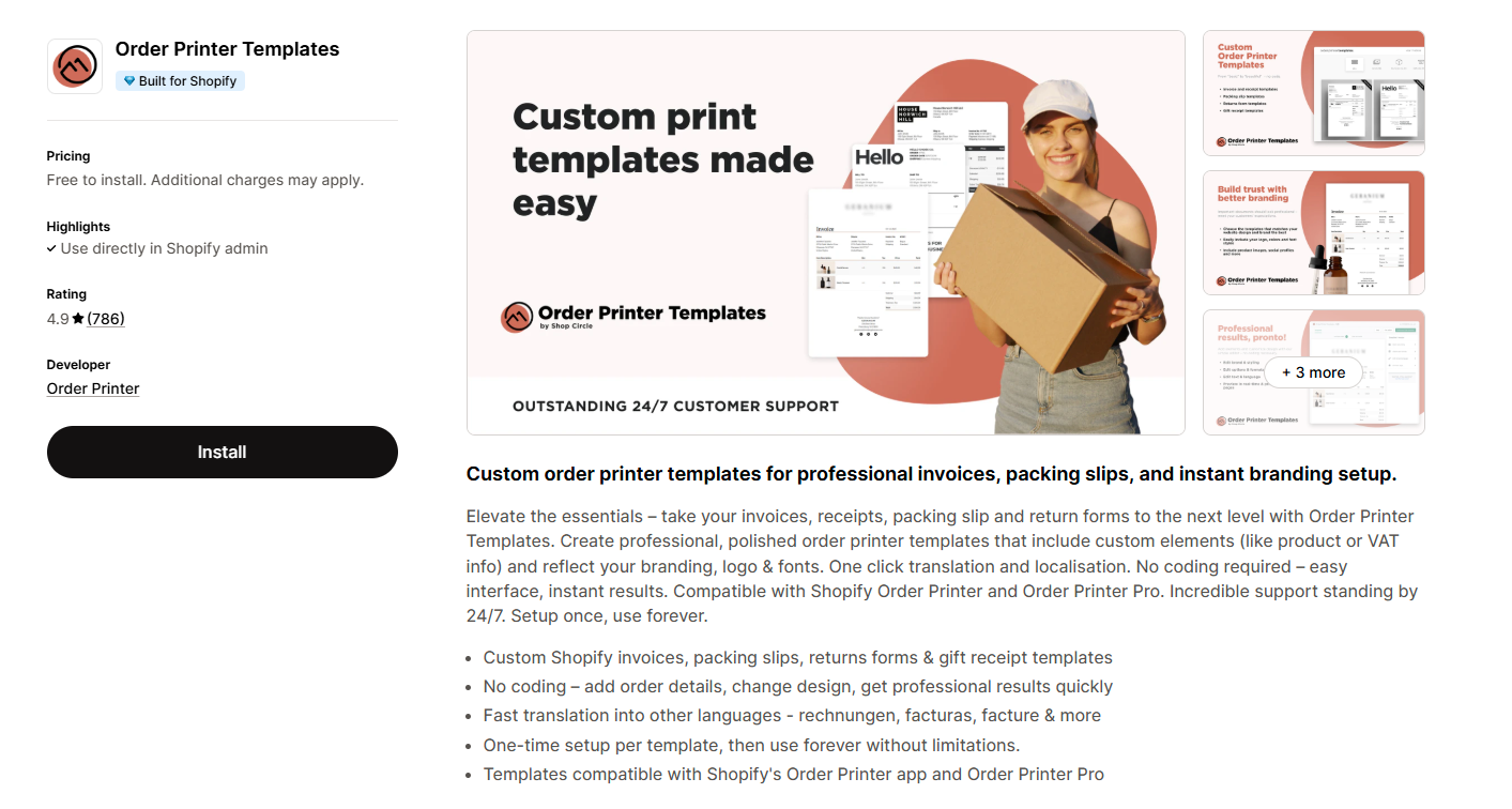 Order Printer Templates