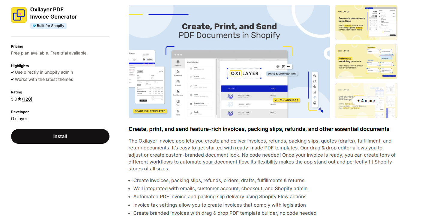 Oxilayer PDF Invoice Generator