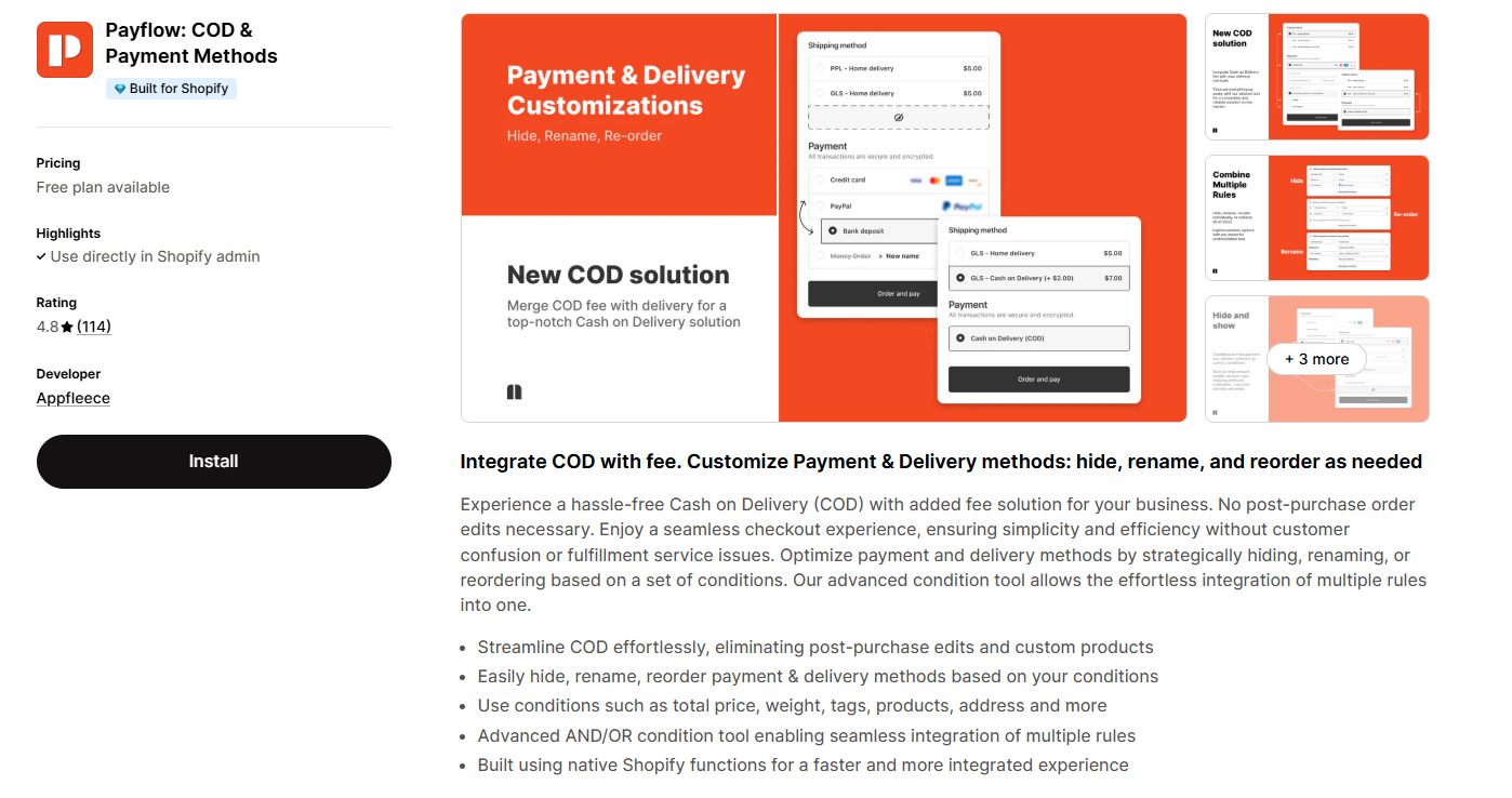 Payflow: COD & Payment Methods