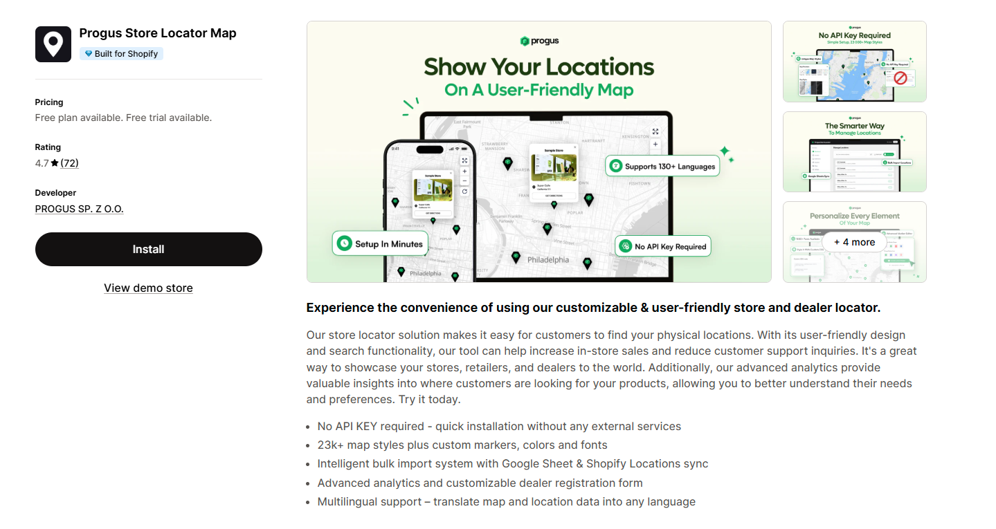 Progus Store Locator Map