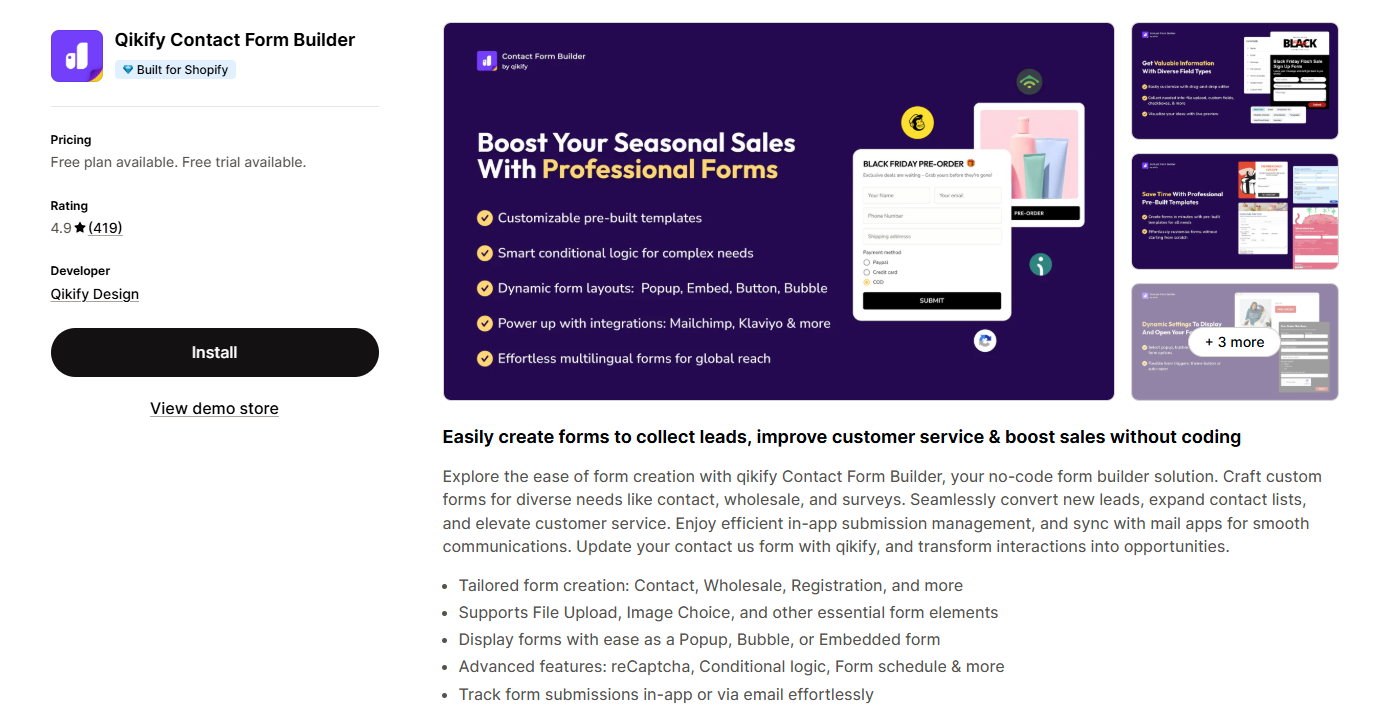 Qikify Contact Form Builder
