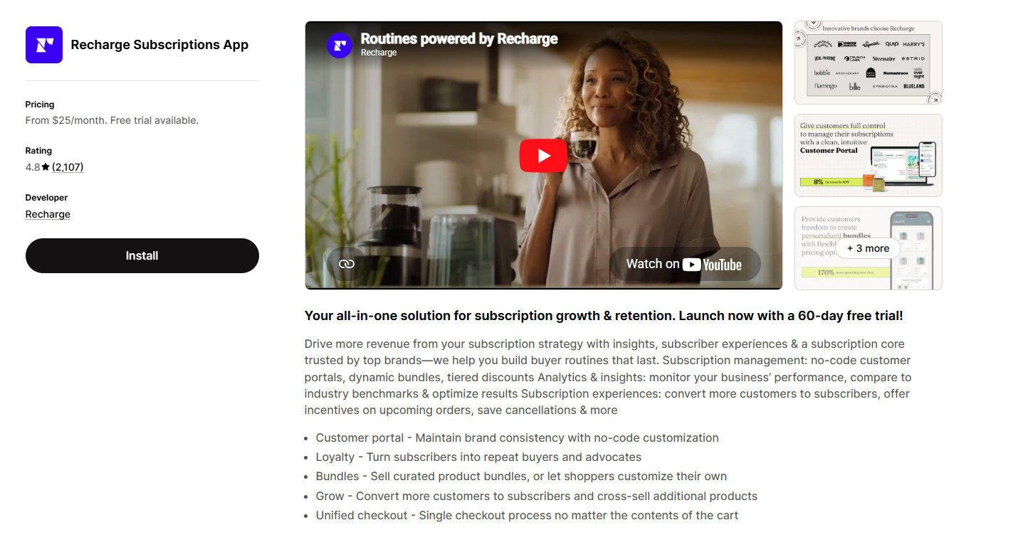 Recharge Subscriptions App