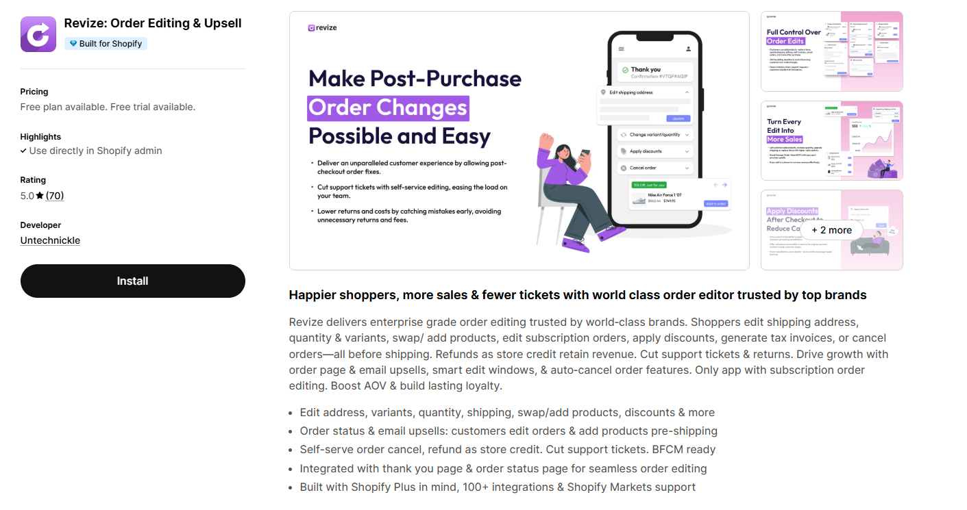 Revize: Order Editing & Upsell