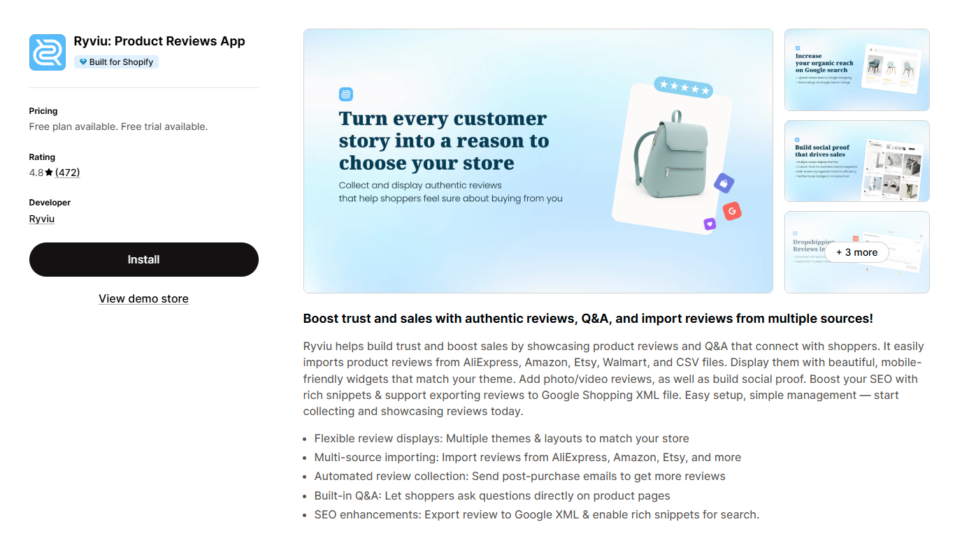 Ryviu Product Reviews App