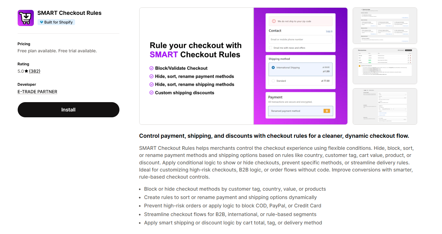 SMART Checkout Rules