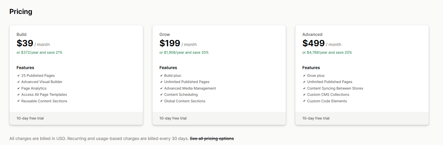 Shogun Landing Page Builder Pricing