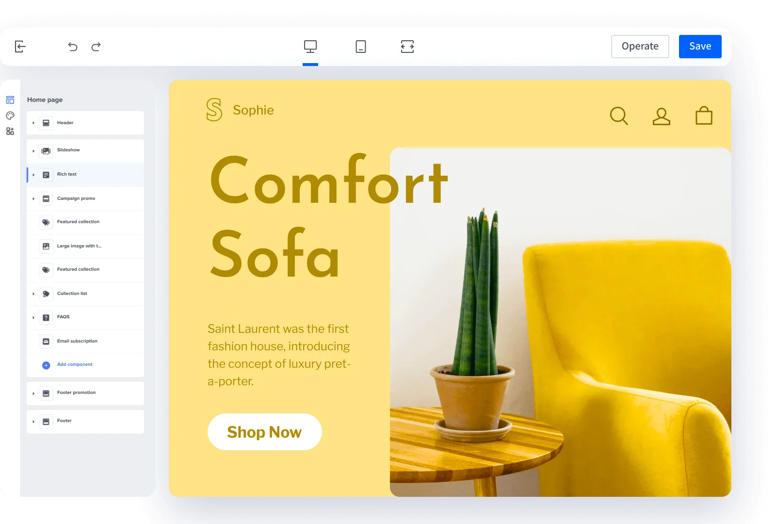 Shopline interface