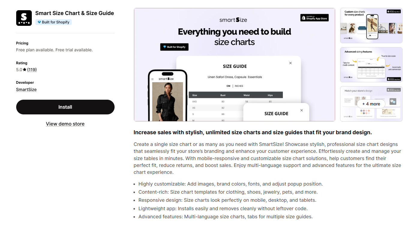 Smart Size Chart & Size Guide