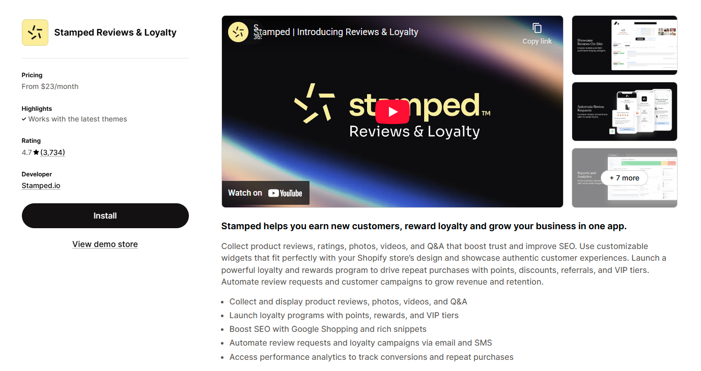 Stamped Reviews & Loyalty