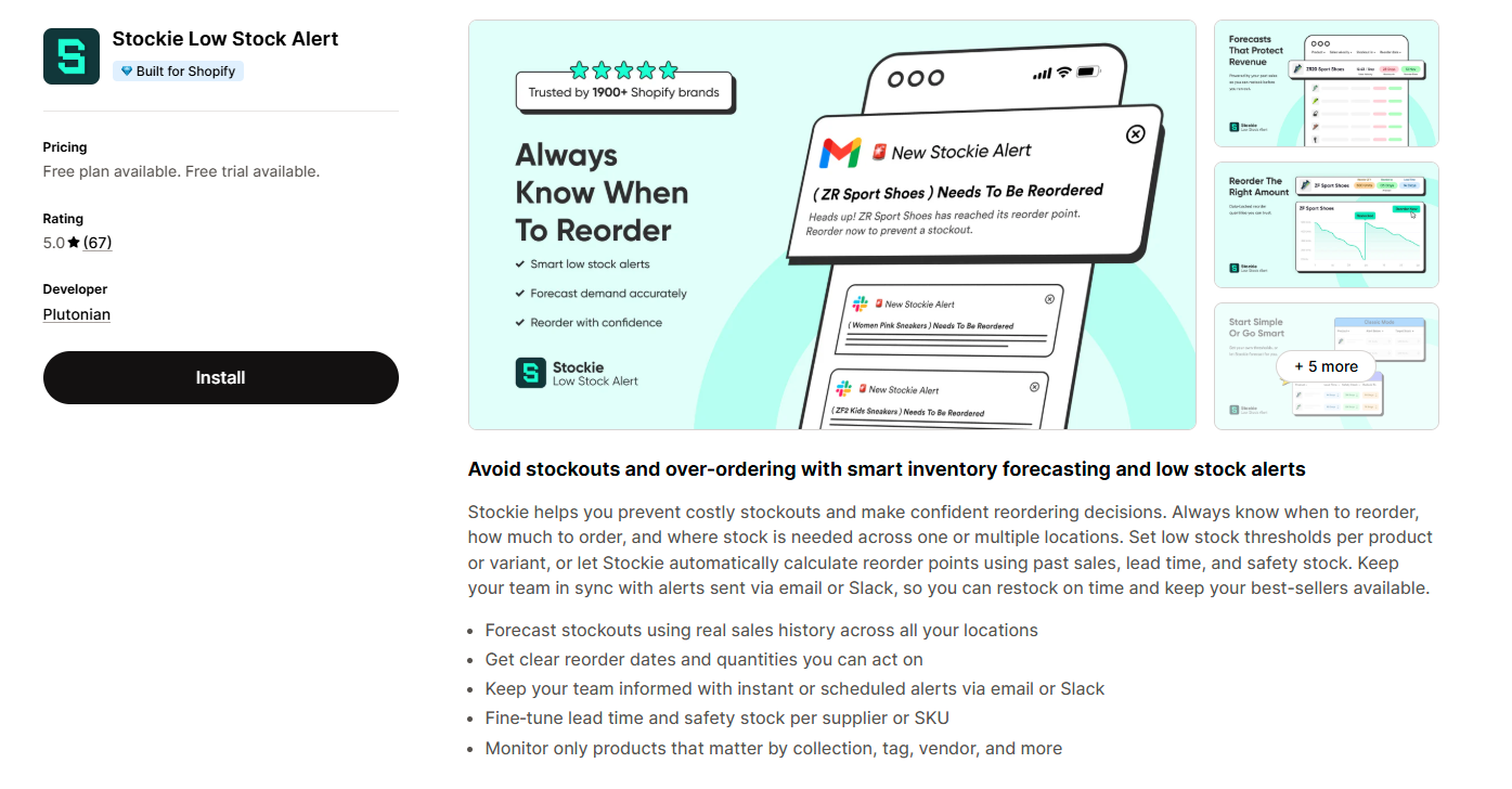 Stockie Low Stock Alert