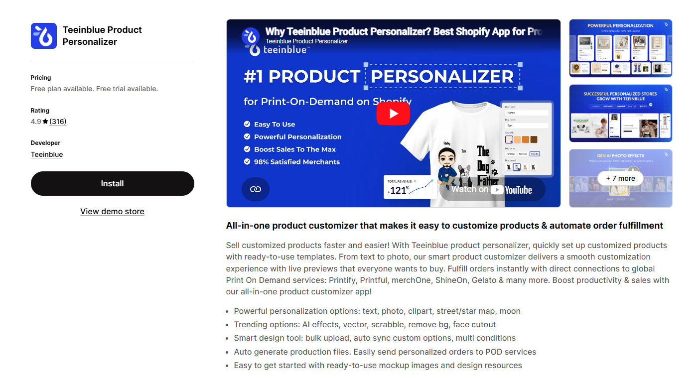 Teeinblue Product Personalizer