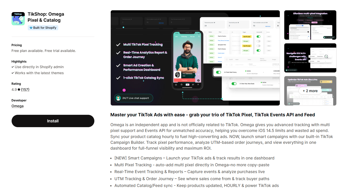 TikShop: Omega Pixel & Catalog