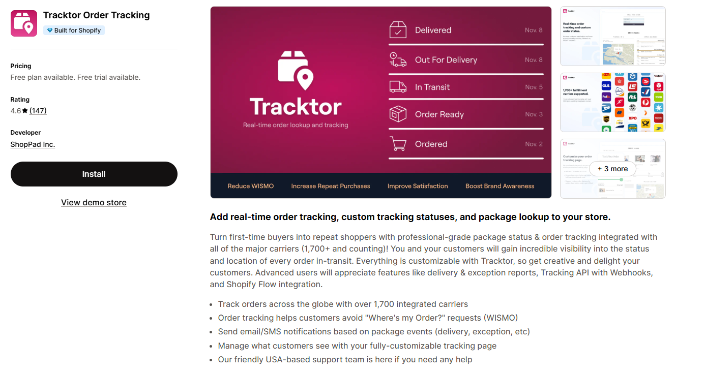 Tracktor Order Tracking