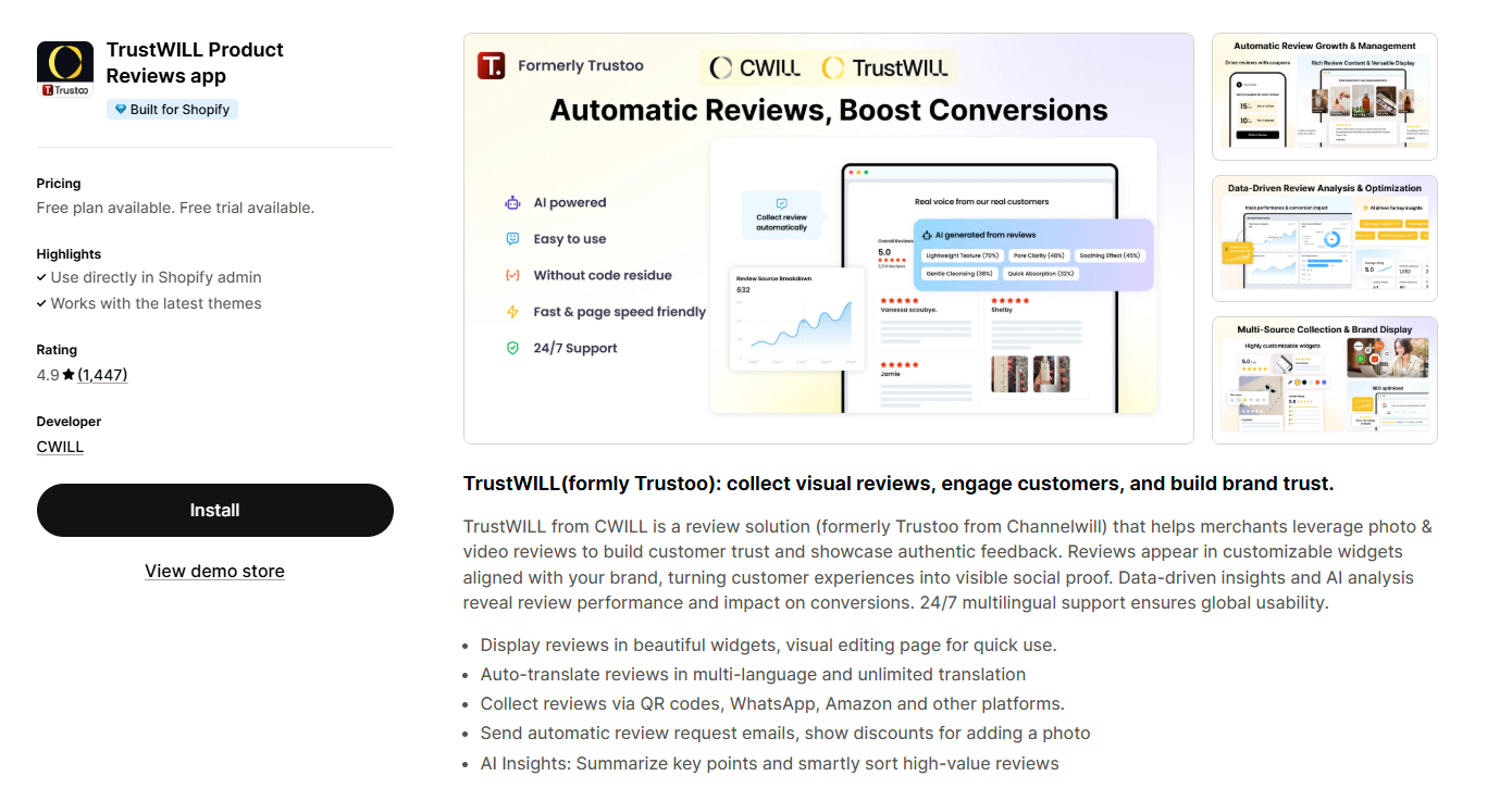 TrustWILL Product Reviews app