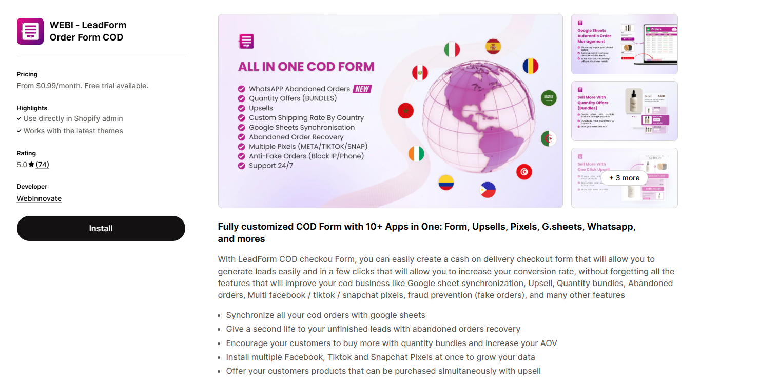 WEBI ‑ LeadForm Order Form COD
