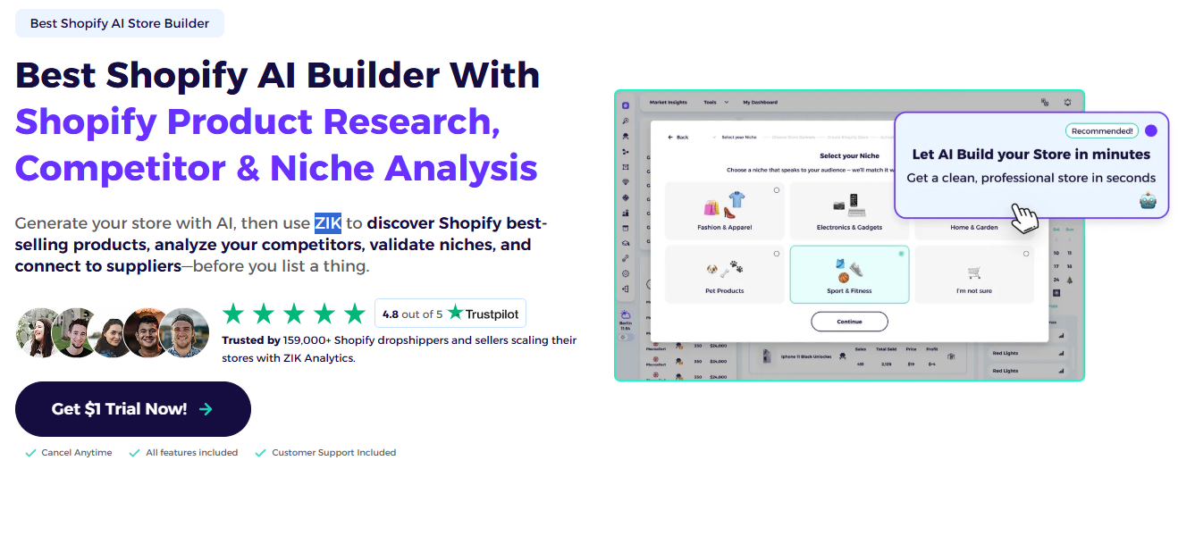 ZIK Analytics: AI Shopify Store Builder