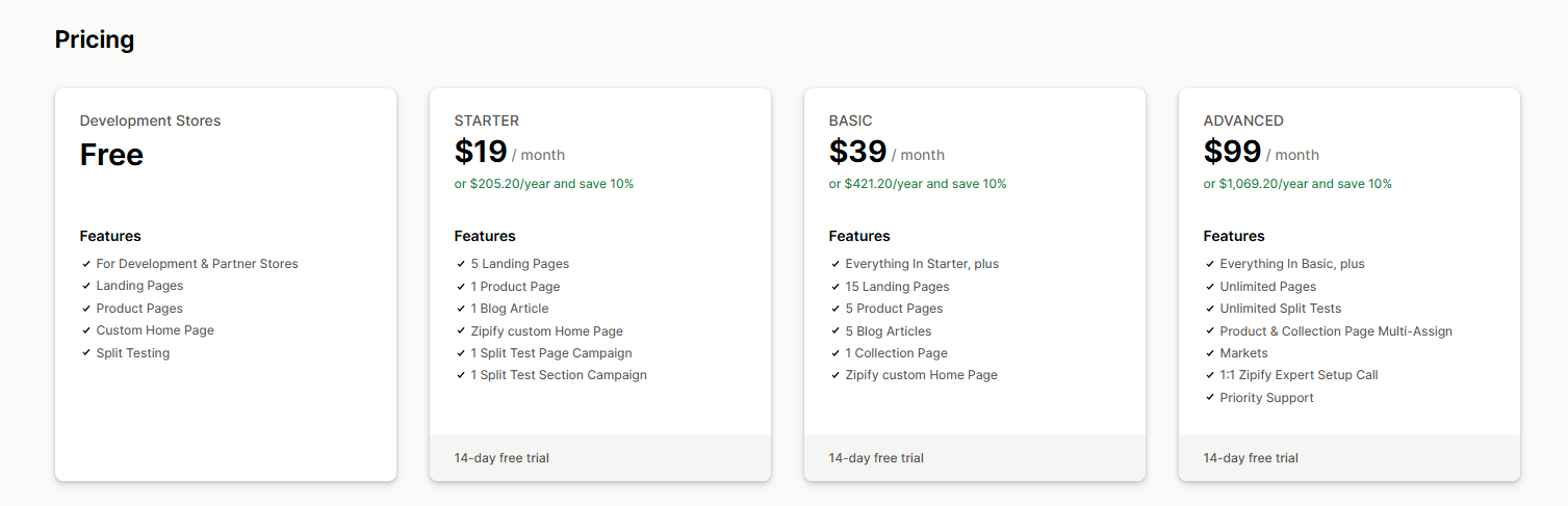 Zipify Landing Page Builder Pricing