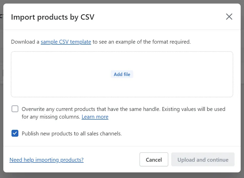 Add File Shopify Csv Import