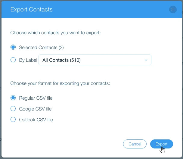 Export Contacts On Wix